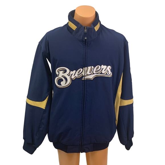 Majestic Mens 2XL Milwaukee Baseball Brewers Full Zip Therma Base Jacket Coat